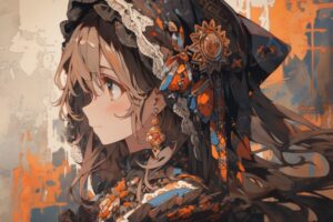 豪華なフードを被った女性