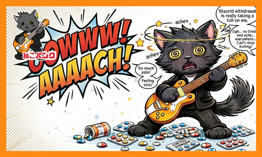 薬の副作用で苦しんでいるねこパンク画像