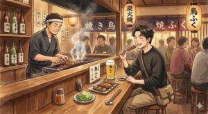 焼き鳥屋さんでの風景