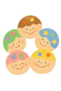5個のカラフルなたこ焼きのイラスト