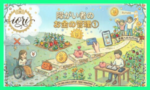 障がい者のお金の管理手順を段階的に示すイラスト