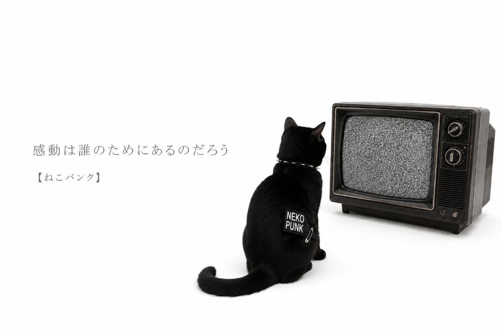 黒猫がテレビを眺めている画像