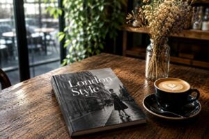 カフェのテーブルに置かれたファション雑誌