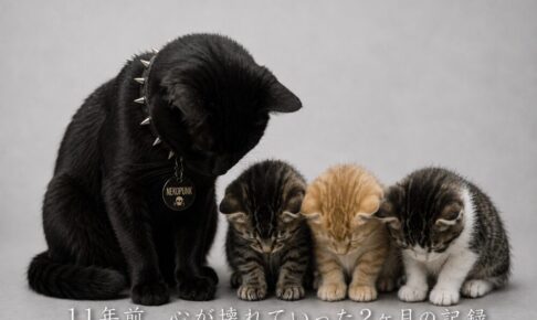黒猫家族が悲しんでいる画像