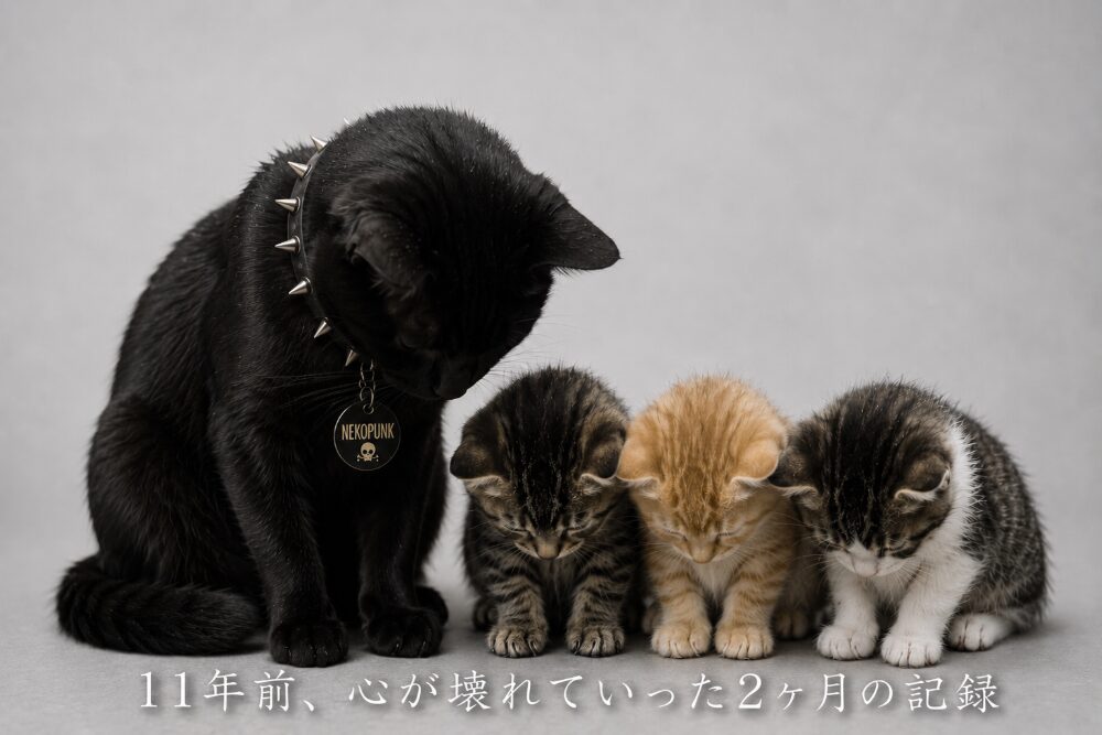 黒猫家族が悲しんでいる画像