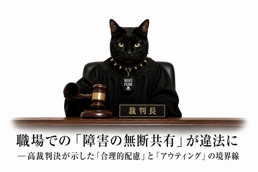 黒猫裁判長が判決を下している画像