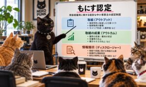 もにす認定を説明している黒猫